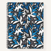 abstract, geometrisch, patroon-, zwart- en blauwe notitieboek (Voorkant)