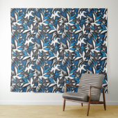 abstract, geometrisch, patroon-, zwart- en blauwe wandkleed (In Situ (horizontaal))
