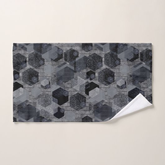 Abstract geometrisch patroon, zwart en grijs. bad handdoek (Handdoek)
