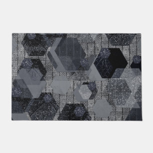 Abstract geometrisch patroon, zwart en grijs. deurmat