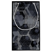 Abstract geometrisch patroon, zwart en grijs. klein cadeauzakje (Achterkant)