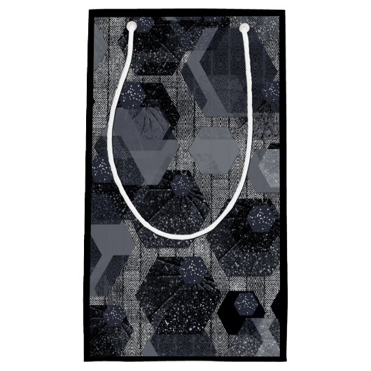 Abstract geometrisch patroon, zwart en grijs. klein cadeauzakje (Voorkant)