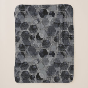 Abstract geometrisch patroon, zwart en grijs. sherpa deken