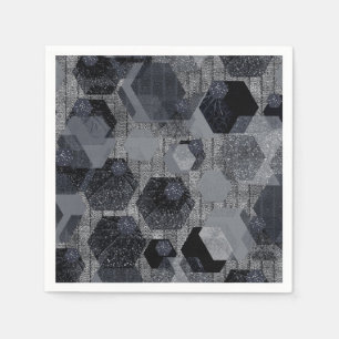Abstract geometrisch patroon, zwart en grijs . weg servet
