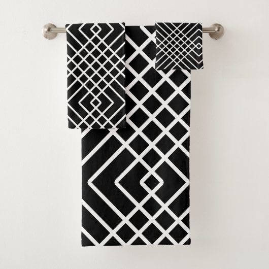Abstract geometrisch patroon - zwart-wit. bad handdoek (Insitu)