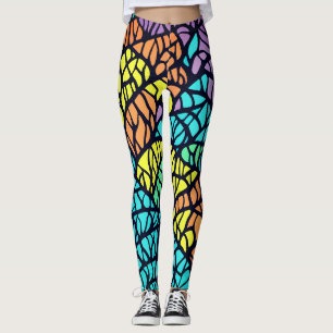 Abstract geometrisch regenboog Glas in lood Leggings