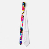 Abstract geometrisch rood roze blauw kleurig patro stropdas (Achterkant)