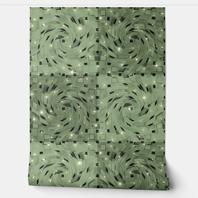 Abstract geometrisch salie groen dambord behang (Afrollen)