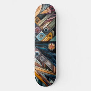 Abstract geometrisch skateboard: vet, kleurrijk skateboard