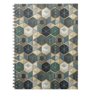 Abstract Geometrisch Teal & Goud Modern Patroon Notitieboek