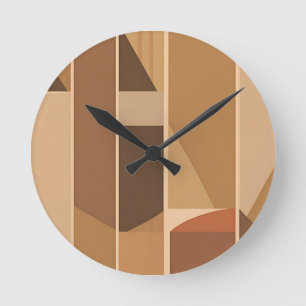 Abstract Geometrisch Terracotta Midcentury Modern Ronde Klok