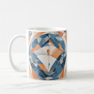 Abstract geometrisch vissen met hengelontwerp voor koffiemok