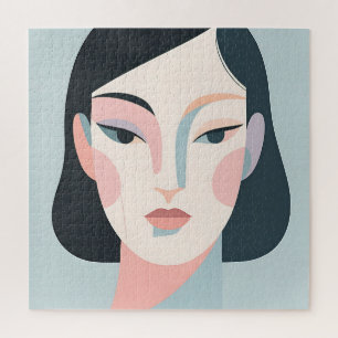 Abstract Geometrisch Vrouwenportret Minimalistisch Legpuzzel