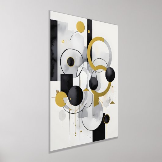 Abstract geometrisch zwart wit grijs goud folie afdrukken (Laagn)