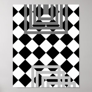 Abstract Geometrisch Zwart Wit Grijs Poster