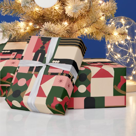 Abstract Geometrische kerstspeelgoed  Cadeaupapier (Feestdagen)