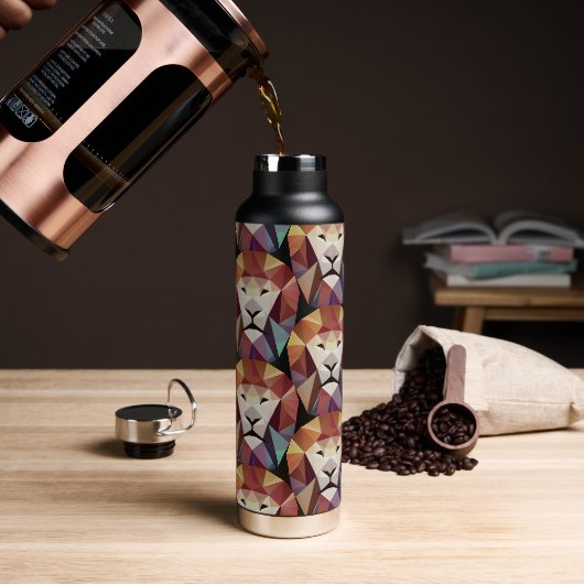 Abstract Geometrische leeuwenkop Multicolorenpatro Waterfles (Koffie)