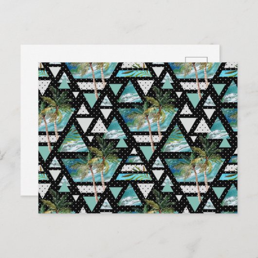 Abstract Geometrische palmen en golven Briefkaart (Voorkant / Achterkant)
