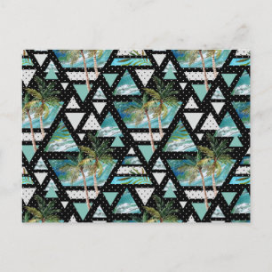 Abstract Geometrische palmen en golven Briefkaart