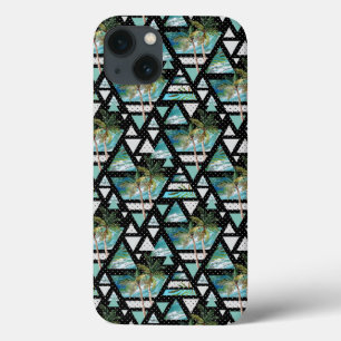 Abstract Geometrische palmen en golven iPhone 13 Hoesje