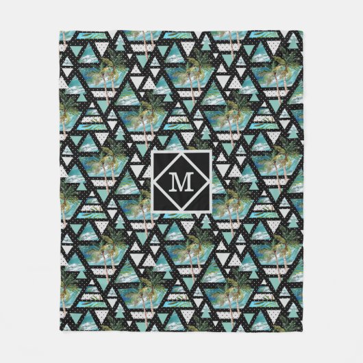 Abstract Geometrische palmen en golven Fleece Deken (Voorkant)