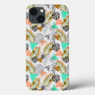 Abstract geotropisch bladpatroon iPhone 13 hoesje