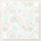 Abstract geotropisch bladpatroon glazen onderzetter (Achterkant)