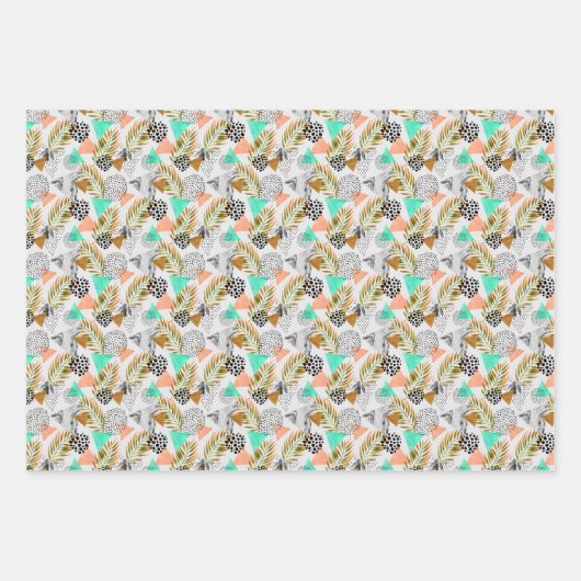 Abstract geotropisch bladpatroon inpakpapier vel (Voorkant 3)