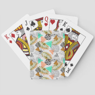 Abstract geotropisch bladpatroon pokerkaarten