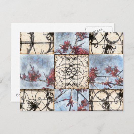 Abstract gepanelde afschildering met schuifwerk briefkaart (Voorkant / Achterkant)