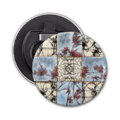 Abstract gepanelde afschildering met schuifwerk button flesopener (Voorkant)