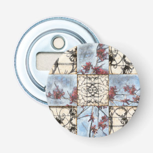 Abstract gepanelde afschildering met schuifwerk button flesopener