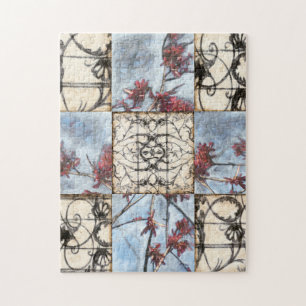 Abstract gepanelde afschildering met schuifwerk legpuzzel