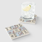 Abstract gepanelde afschildering met schuifwerk stenen onderzetter (Zijkant)