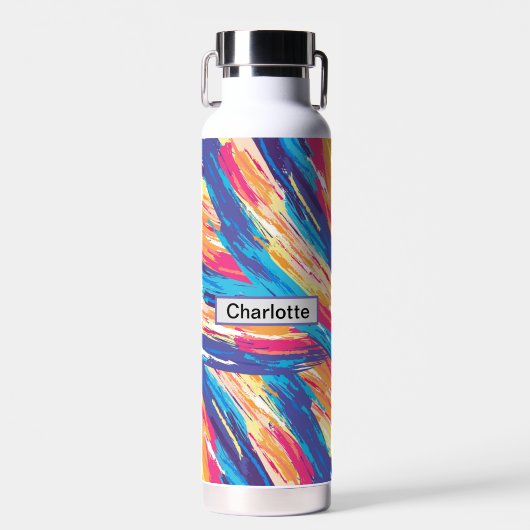 Abstract geschilderd Custom naam en patroon Waterfles (Voorkant)