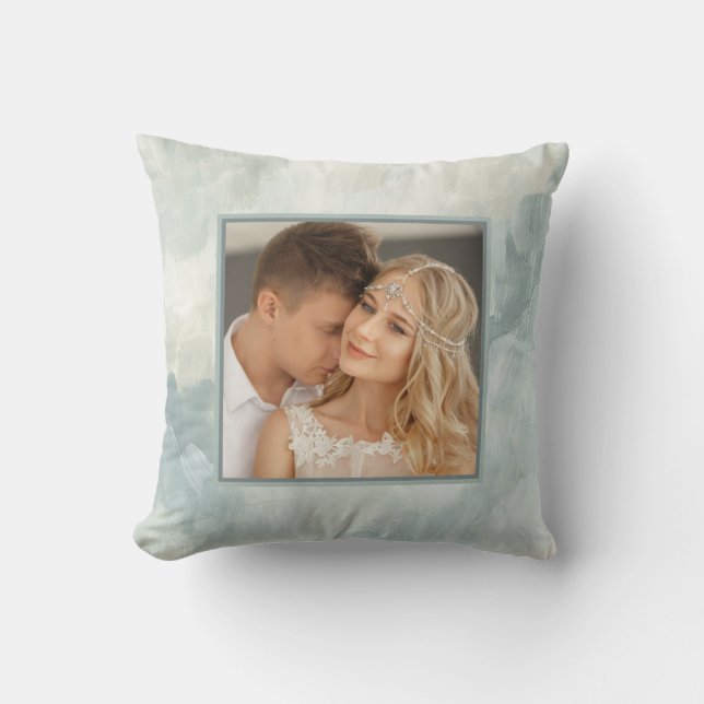 Abstract geschilderd | Elegant Green met twee foto Kussen (Voorkant)