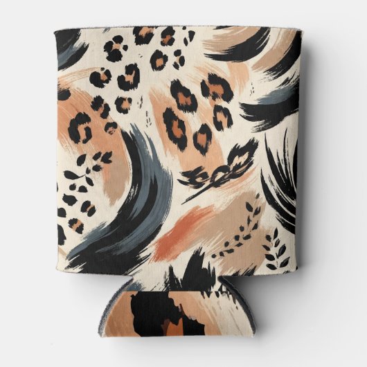 Abstract geschilderd exotisch dierenprint luipaard blikjeskoeler (Voorkant)