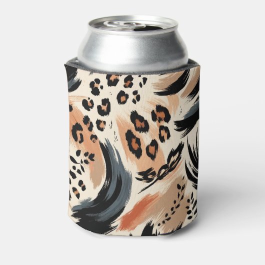 Abstract geschilderd exotisch dierenprint luipaard blikjeskoeler (Blikje Achterkant)