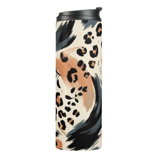 Abstract geschilderd exotisch dierenprint luipaard thermosbeker (Gedraaid links)