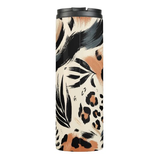 Abstract geschilderd exotisch dierenprint luipaard thermosbeker (Achterkant)