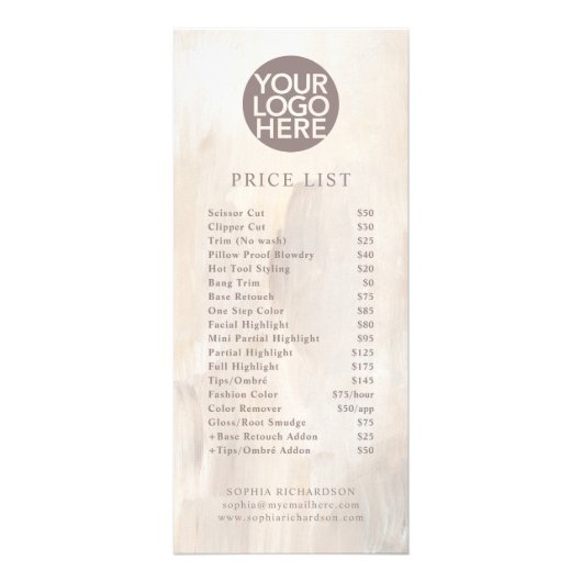 Abstract geschilderd met Logo | Prijslijstservices Reclamekaart (Voorkant)