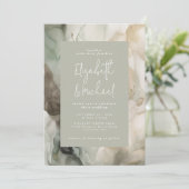 Abstract geschilderd Modern Sage Groen Bruiloft Kaart (Staand voorkant)