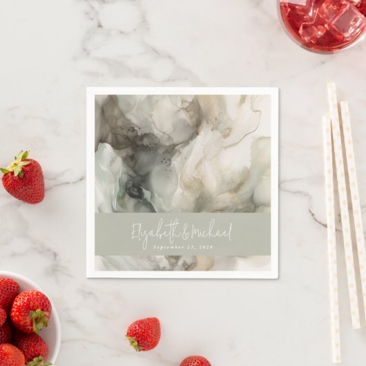 Abstract geschilderd Modern Sage Groen Bruiloft Servet (Insitu)