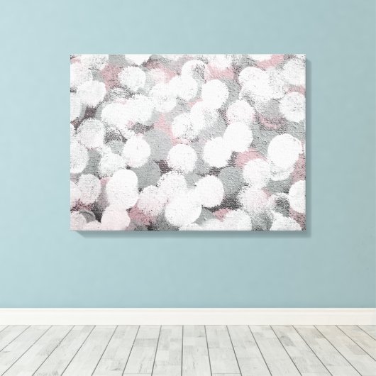 abstract geschilderde cirkels in zacht grijs en wi canvas afdruk (Insitu (Houten vloer))