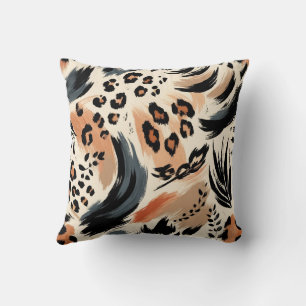 Abstract geschilderde exotische dierenprint luipaa kussen