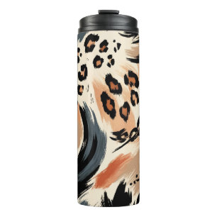 Abstract geschilderde exotische dierenprint luipaa thermosbeker