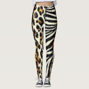 Abstract geschilderde gemengde wilde dierenprint leggings
