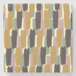 Abstract geschilderde streep retro botanisch stenen onderzetter