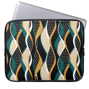Abstract gestreept, kleurrijk golvend patroon. laptop sleeve