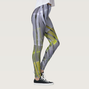 Abstract gestreepte glanzende geometrische decorat leggings